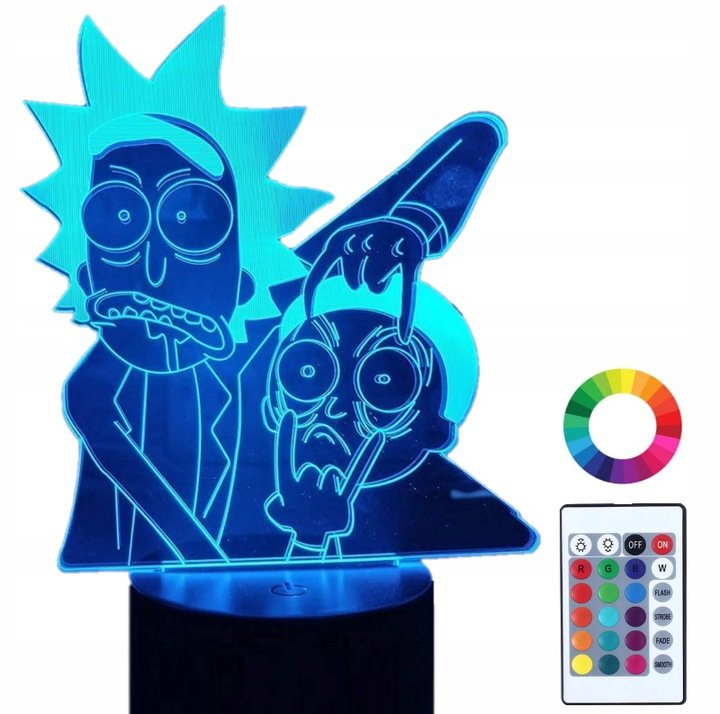 Lampka Nocna 3D Led Rick And Morty Grawer Imię