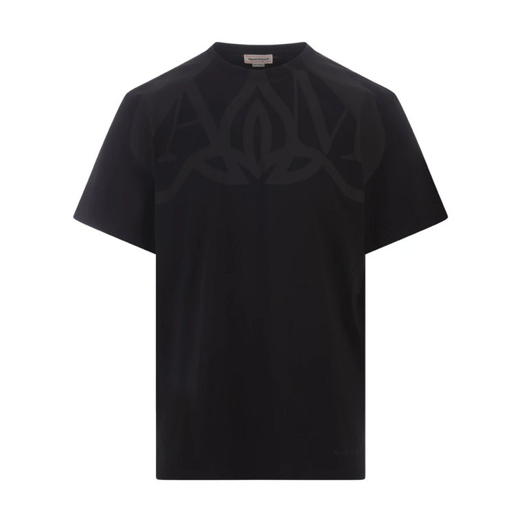 Czarna koszulka z nadrukiem Seal Logo Alexander McQueen