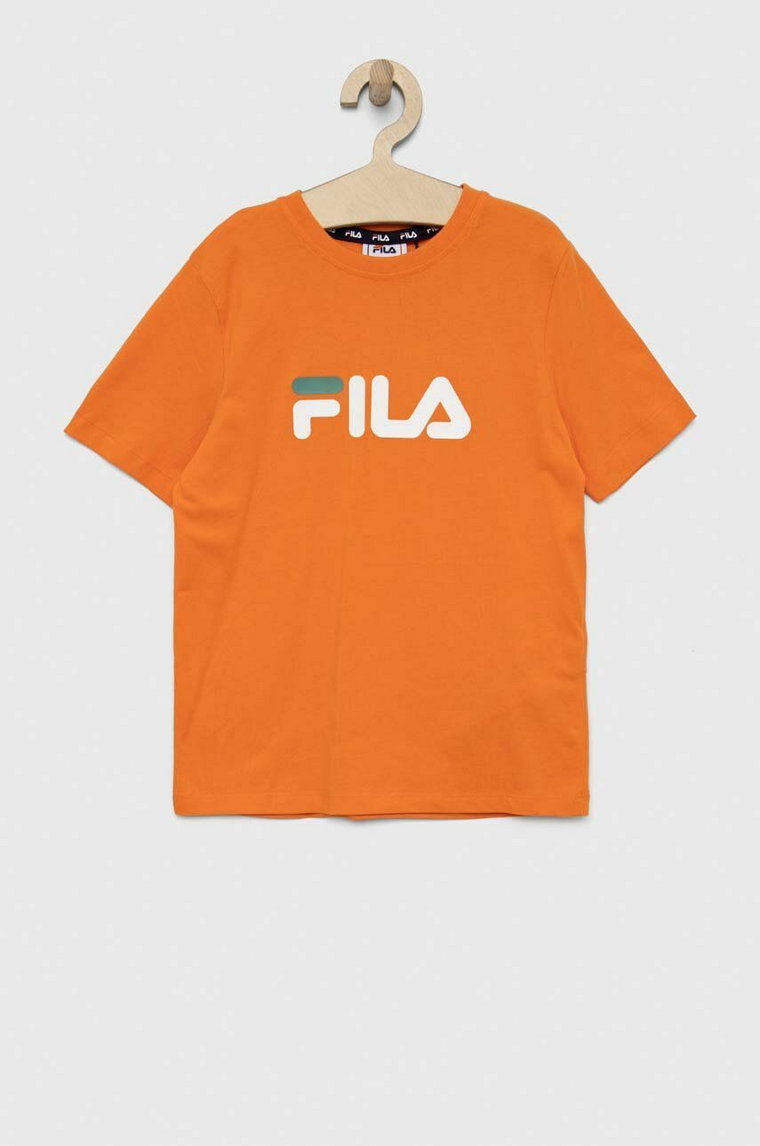 Fila t-shirt bawełniany dziecięcy kolor pomarańczowy z nadrukiem
