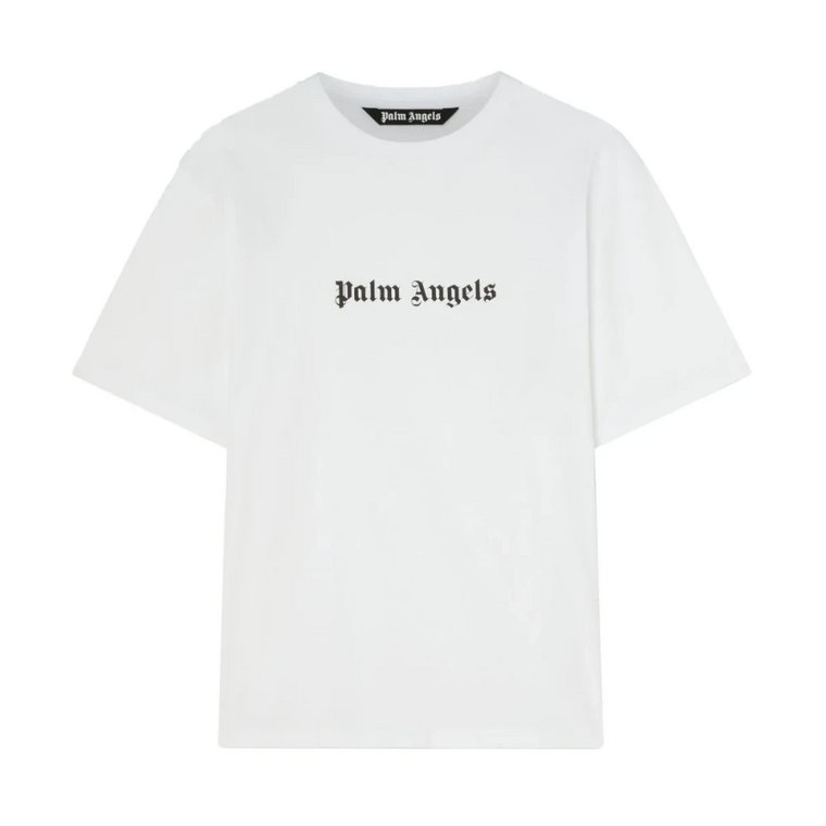 Białe T-shirty i Pola Crewneck z Klasycznym Logo Palm Angels