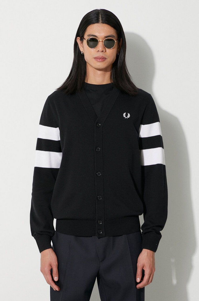 Fred Perry kardigan wełniany kolor czarny K5534.102