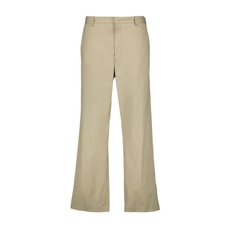 Beige Straight Cut Cotton Pants Prada