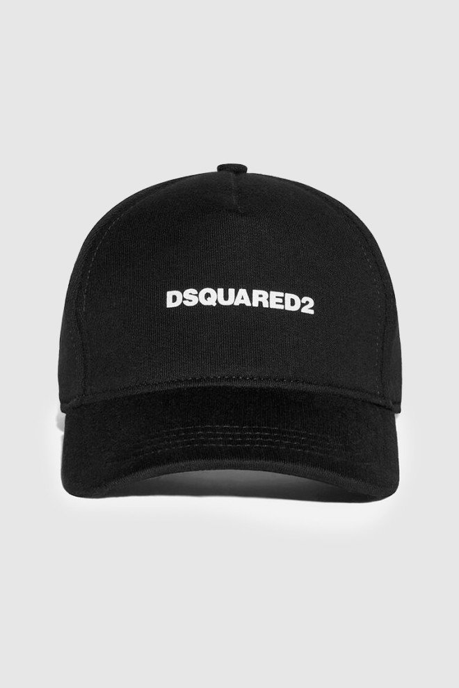 DSQUARED2 Czarna czapka z daszkiem z wprasowanym logo