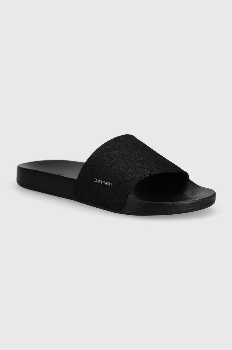 Calvin Klein klapki POOL SLIDE WCALVIN MET MONOCQ damskie kolor czarny HW0HW01971