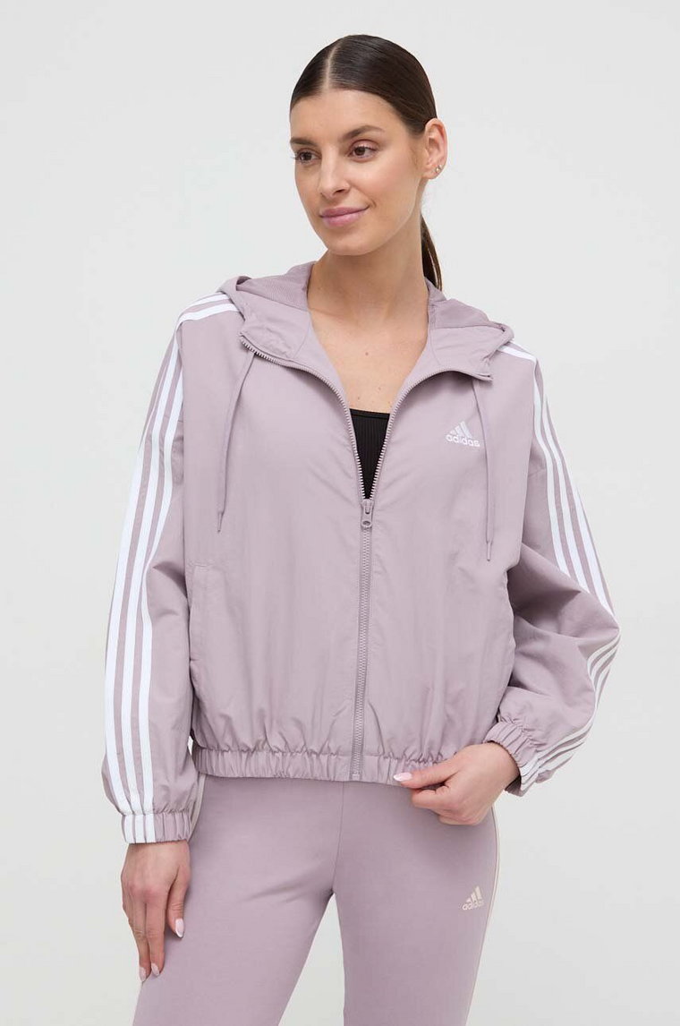 adidas kurtka damska kolor fioletowy przejściowa IS1476