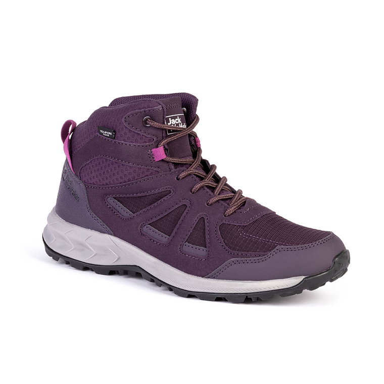 Buty damskie turystyczne Jack Wolfskin WOODLAND 2 TEXAPORE MID W purple / phantom - 37,5