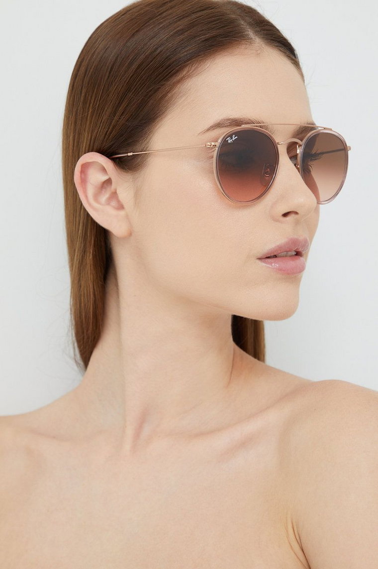 Ray-Ban okulary przeciwsłoneczne damskie kolor brązowy 0RB3647N