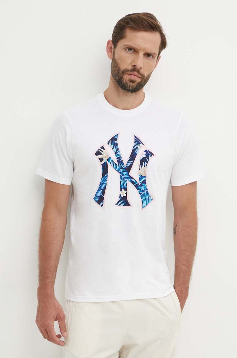 47 brand t-shirt bawełniany MLB New York Yankees męski kolor biały z nadrukiem BB017TEMECH610503WW