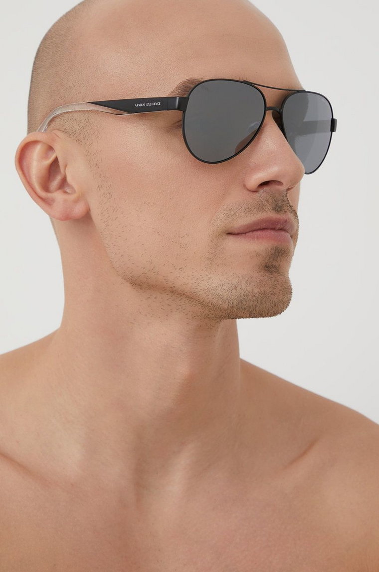 Armani Exchange okulary przeciwsłoneczne męskie kolor czarny 0AX2034S
