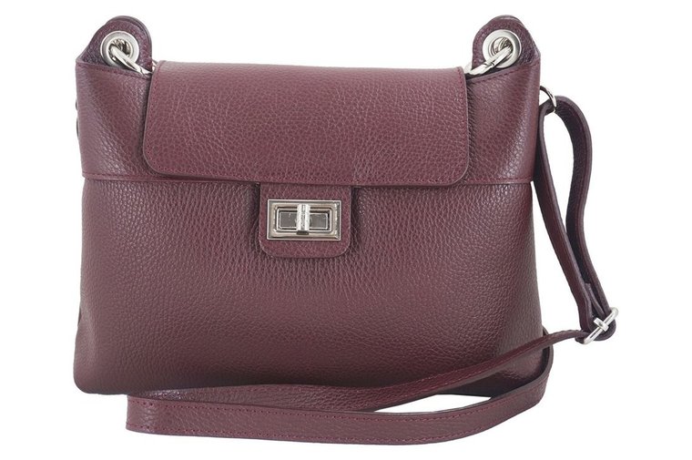 Torebka damska skórzana crossbody - Bordowa