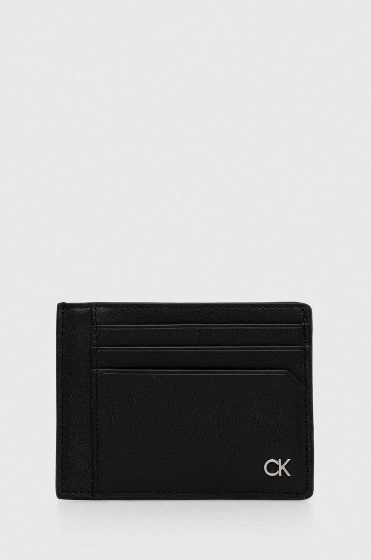 Calvin Klein etui na karty skórzane kolor czarny