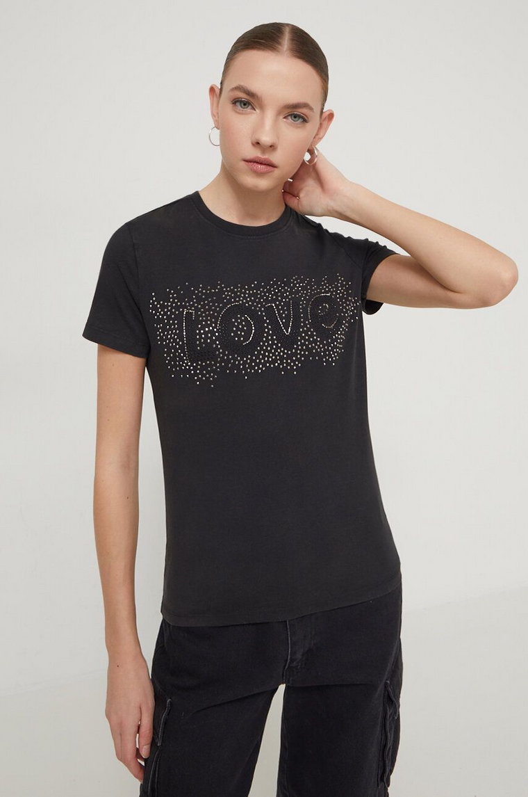 Desigual t-shirt DARWIN damski kolor czarny 24SWTK83