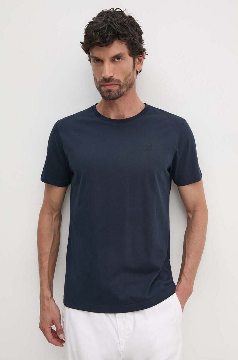 Hackett London t-shirt bawełniany męski kolor granatowy gładki HM500775