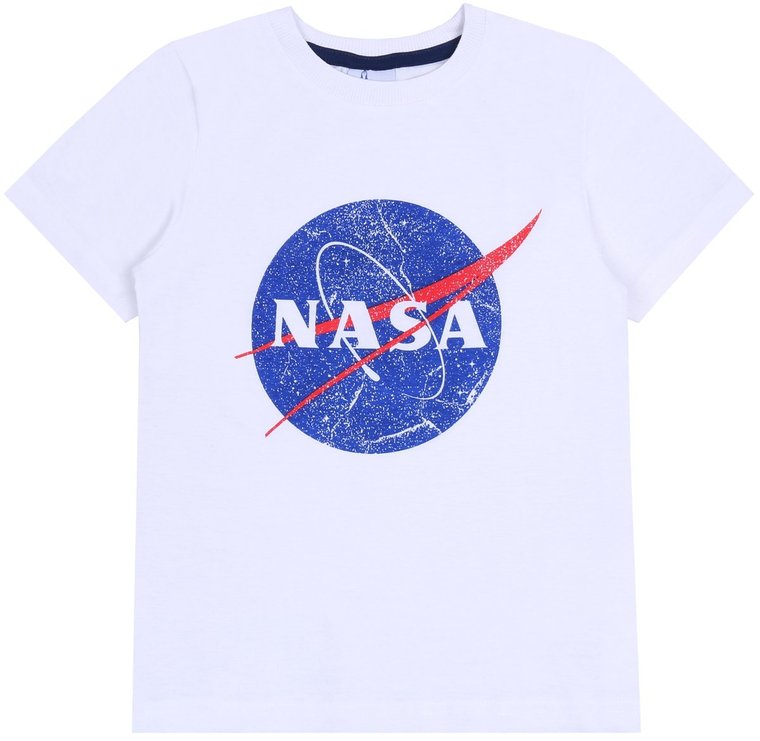 Biały, chłopięcy t-shirt z logo NASA 12 lat 152 cm