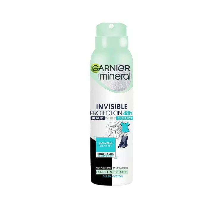 GARNIER MINERAL INVISIBLE PROTECTION 48H CLEAN COTTON ANTYPERSPIRANT W SPRAYU DLA KOBIET 150ML