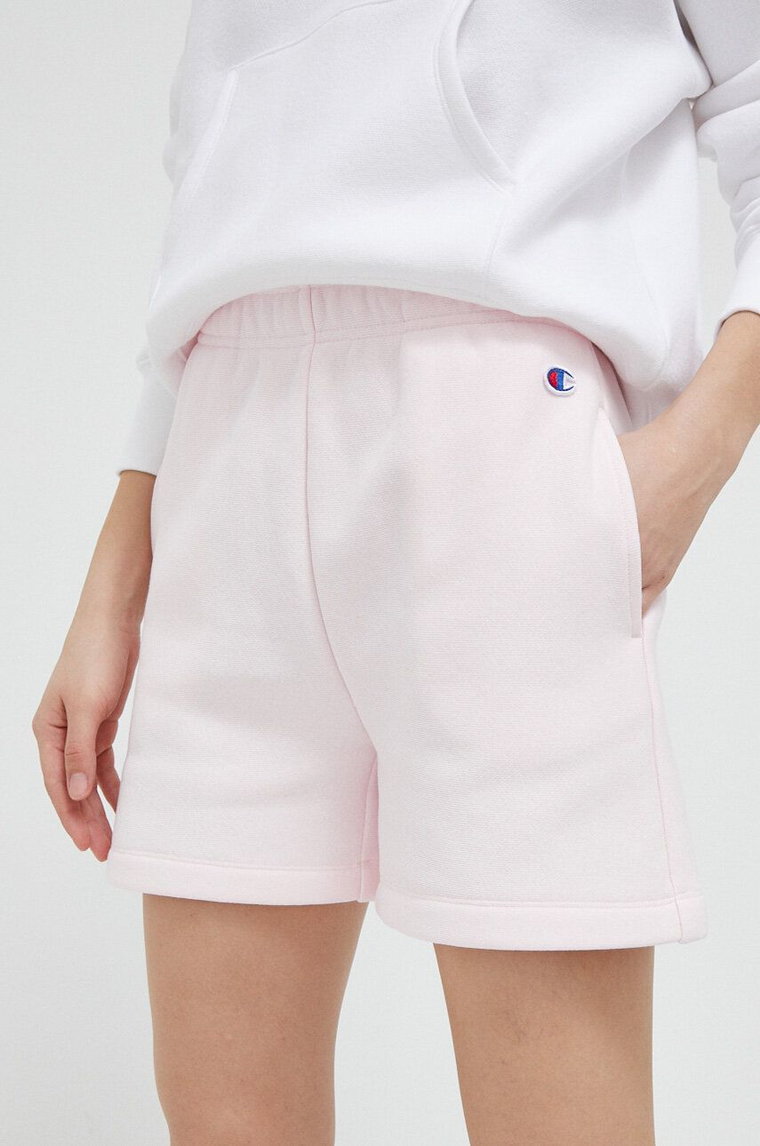 Champion szorty damskie kolor różowy gładkie high waist