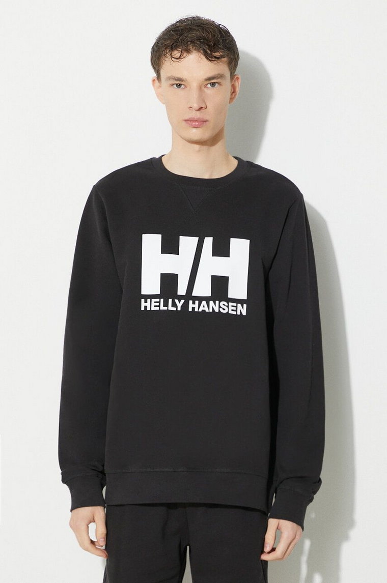 Helly Hansen bluza bawełniana męska kolor czarny z nadrukiem 34000