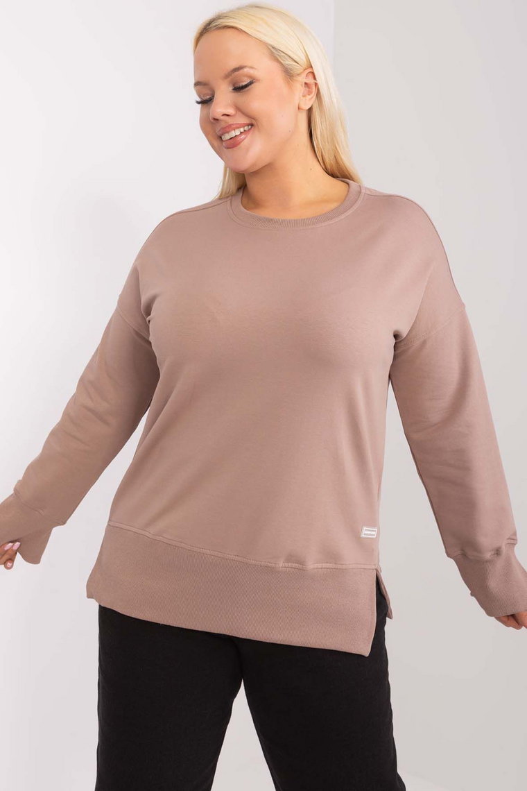 Ciemnobeżowa bluza damska plus size z bawełny