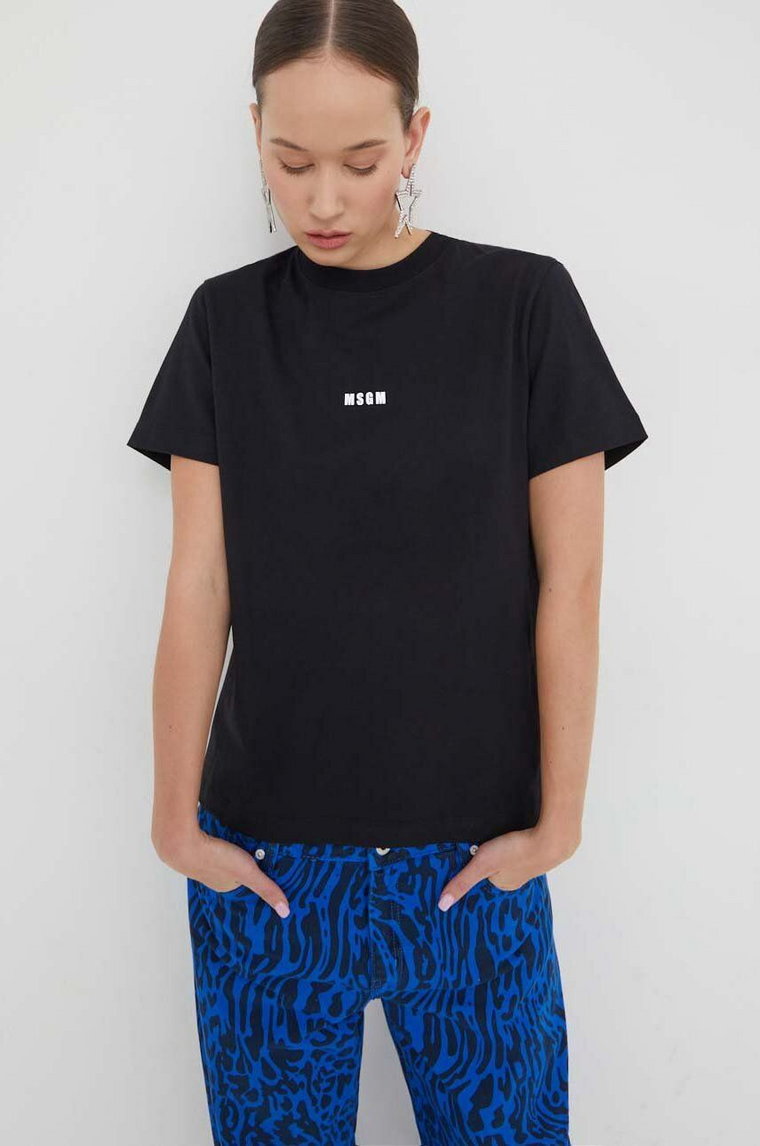 MSGM t-shirt bawełniany damski kolor czarny