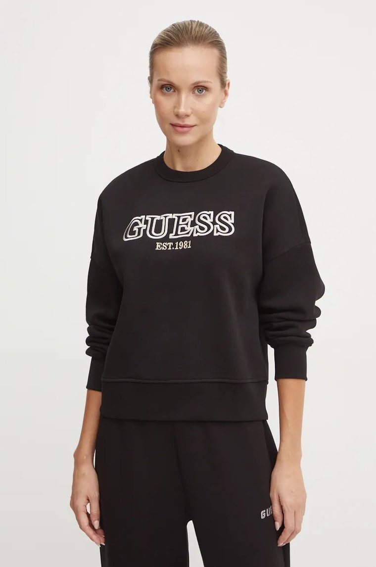 Guess bluza MIDGE damska kolor czarny z aplikacją V4BQ03 KCHX0