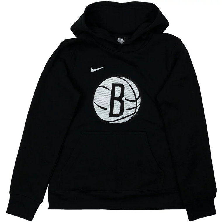 Nike NBA Brooklyn Nets Fleece Hoodie EZ2B7BBMM-NYN, Dla chłopca, Czarne, bluzy, bawełna, rozmiar: S