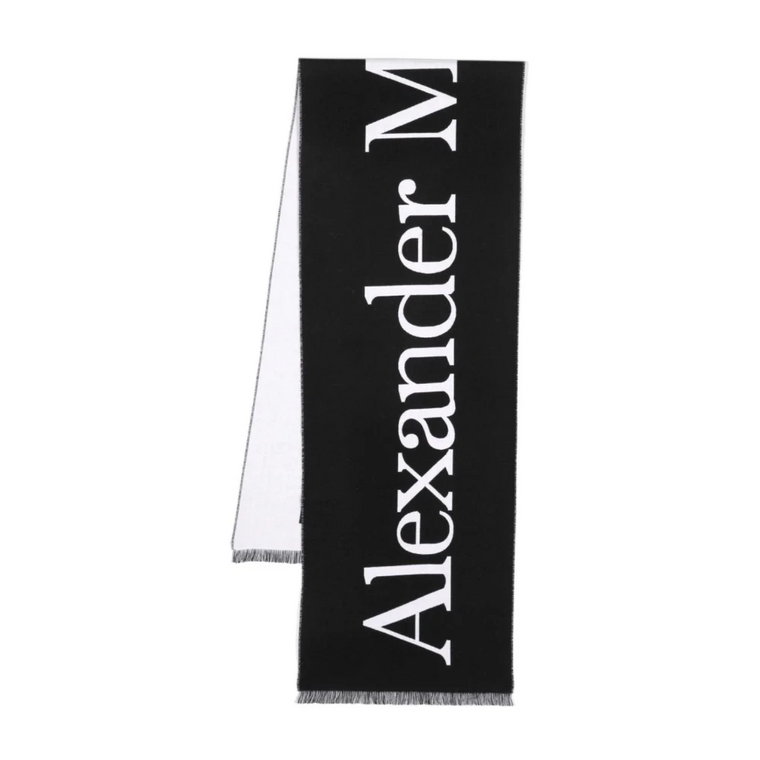 Czarno-biały szal z wełny Alexander McQueen