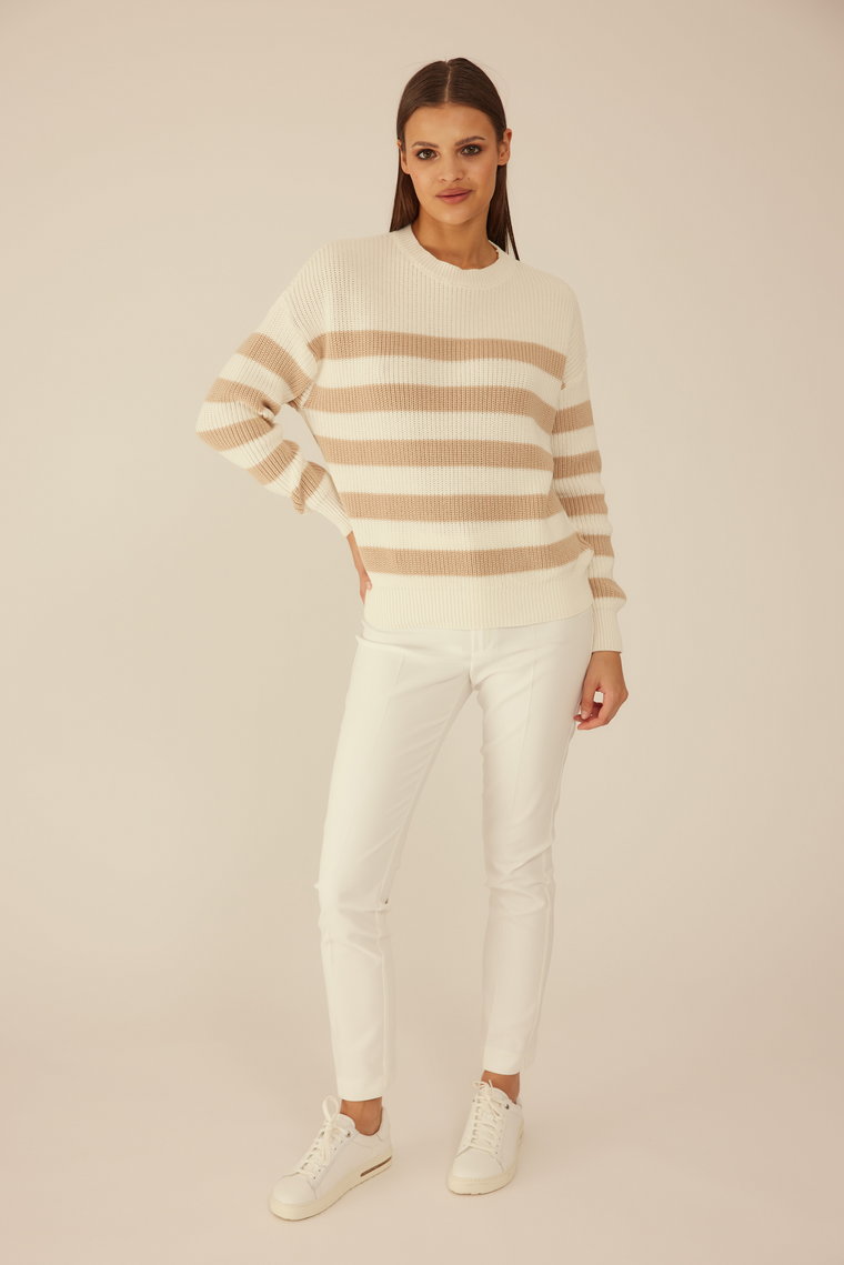 Sweter w paski : Kolor - Beżowe paski, Rozmiar - XS/S