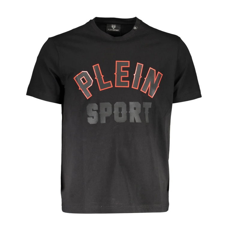 Czarna Bawełniana Koszulka z Nadrukiem Plein Sport
