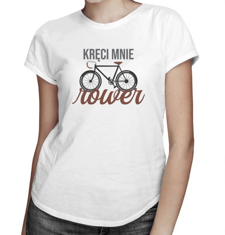 Kręci mnie rower - damska koszulka z nadrukiem