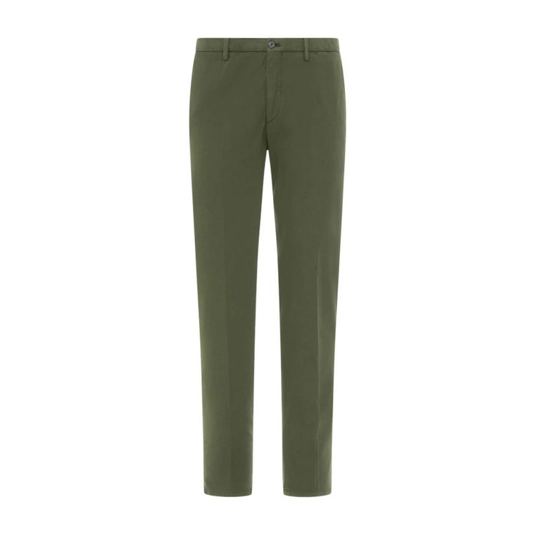 Zielone spodnie z elastycznego bawełnianego piqué Boglioli
