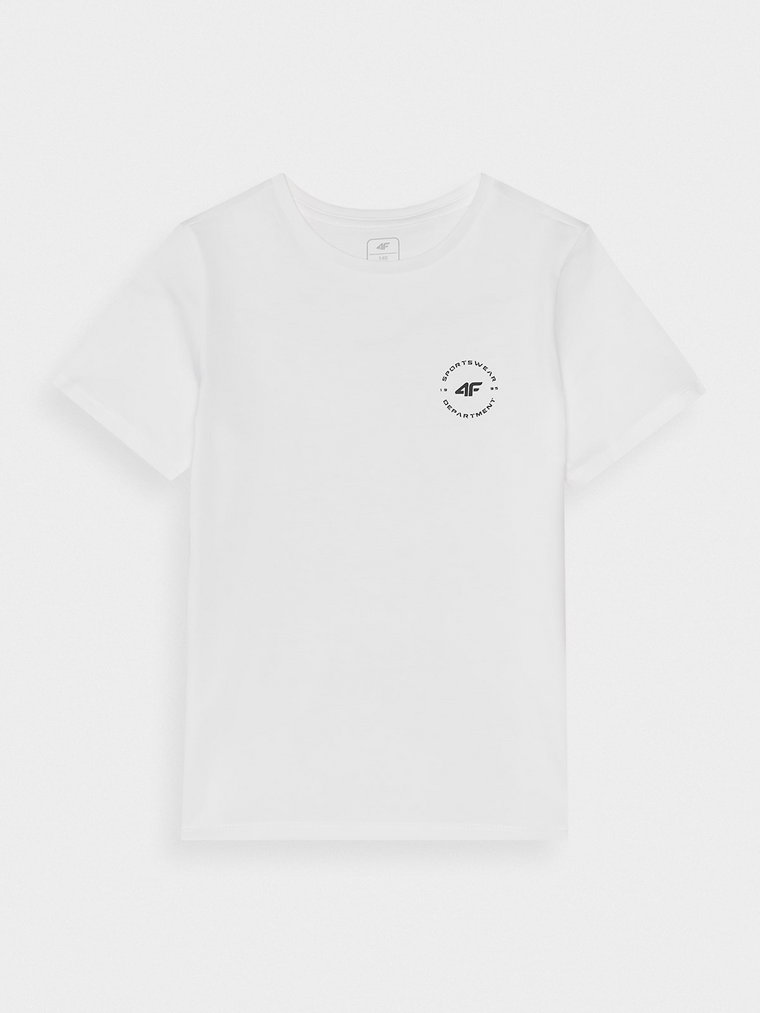 T-shirt regular gładki chłopięcy - biały