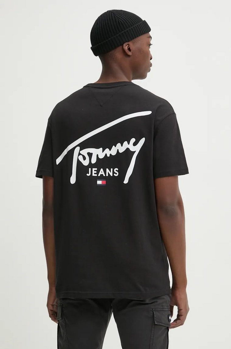 Tommy Jeans t-shirt bawełniany męski kolor czarny z nadrukiem DM0DM18536