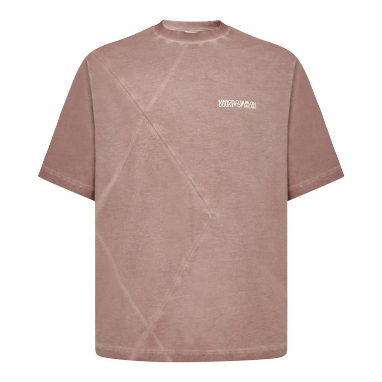 Wyblakły różowy bawełniany T-shirt z przeszyciami w kształcie diamentów Marcelo Burlon