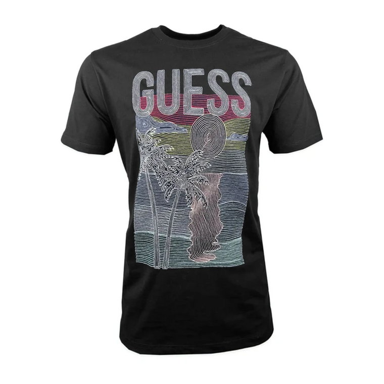 Fantazyjny T-shirt z nadrukiem - Czarny Guess