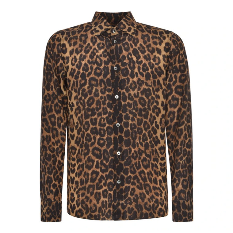 Jedwabna Koszula w Wzór Leoparda Tom Ford