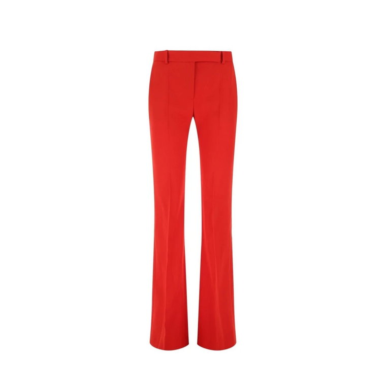 Czerwone Spodnie z Wełny z Kieszeniami Alexander McQueen