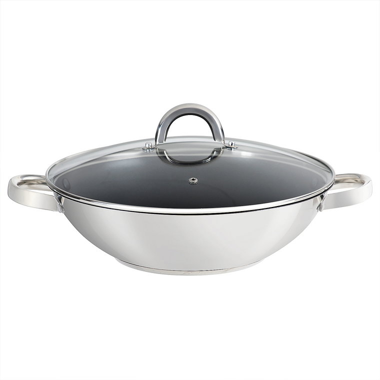 Wok ze stali nierdzewnej STORM, 30 cm, z pokrywką