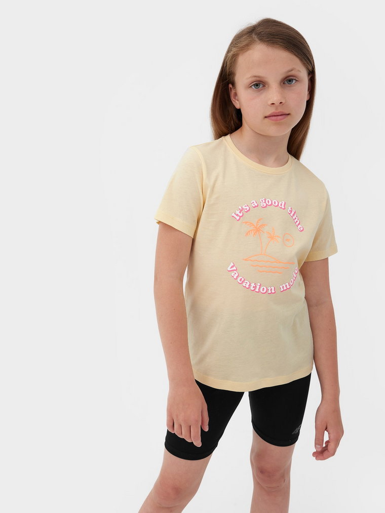 T-shirt z nadrukiem dziewczęcy - żółty