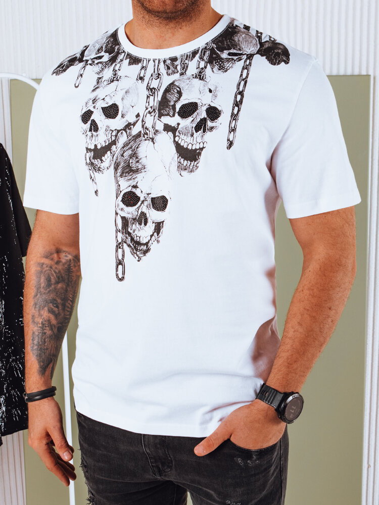 Koszulka męska z nadrukiem biała Dstreet RX5433