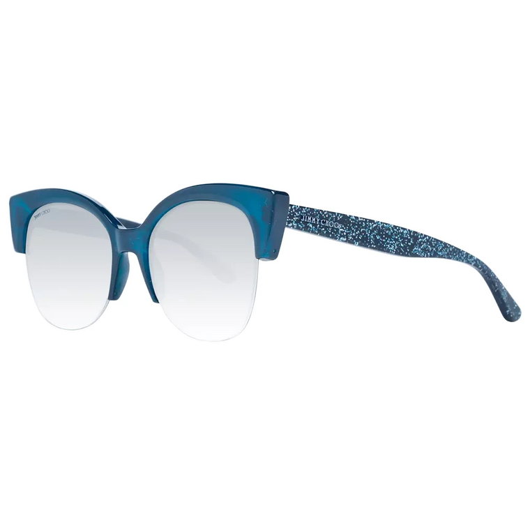 Niebieskie Okulary Przeciwsłoneczne Damskie, Okrągły Styl, Lustrzane i Gradientowe Soczewki Jimmy Choo
