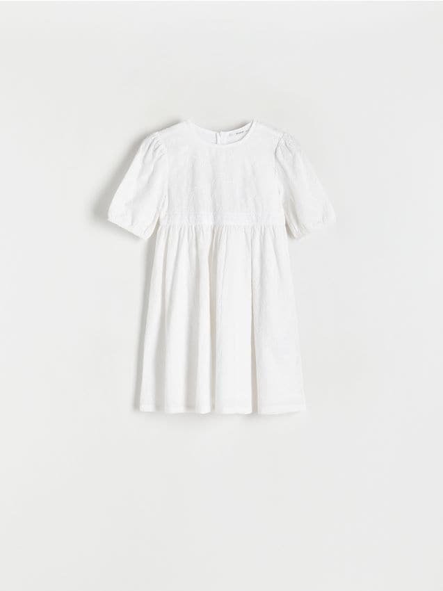 Reserved - Sukienka z kwiatowym wzorem - złamana biel