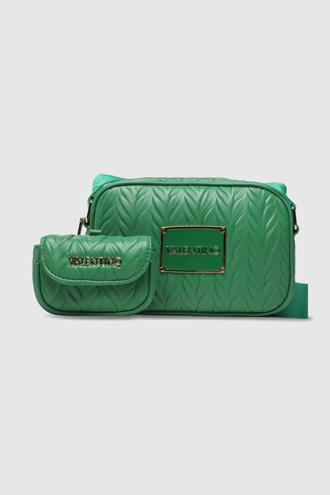 VALENTINO Tłoczona zielona torebka z przypinaną saszetką sunny re haversack