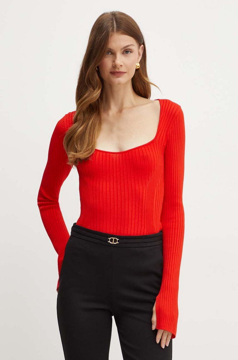 Patrizia Pepe sweter damski kolor czerwony lekki 8K0213 K9J5