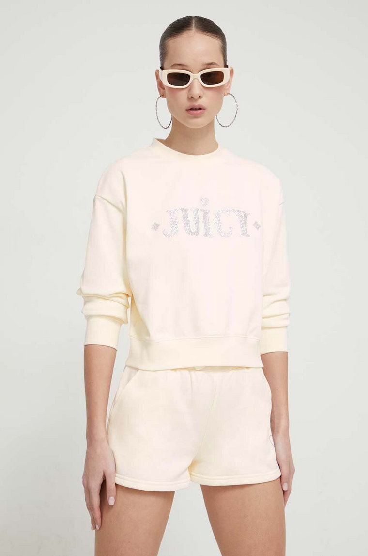 Juicy Couture bluza damska kolor beżowy z aplikacją