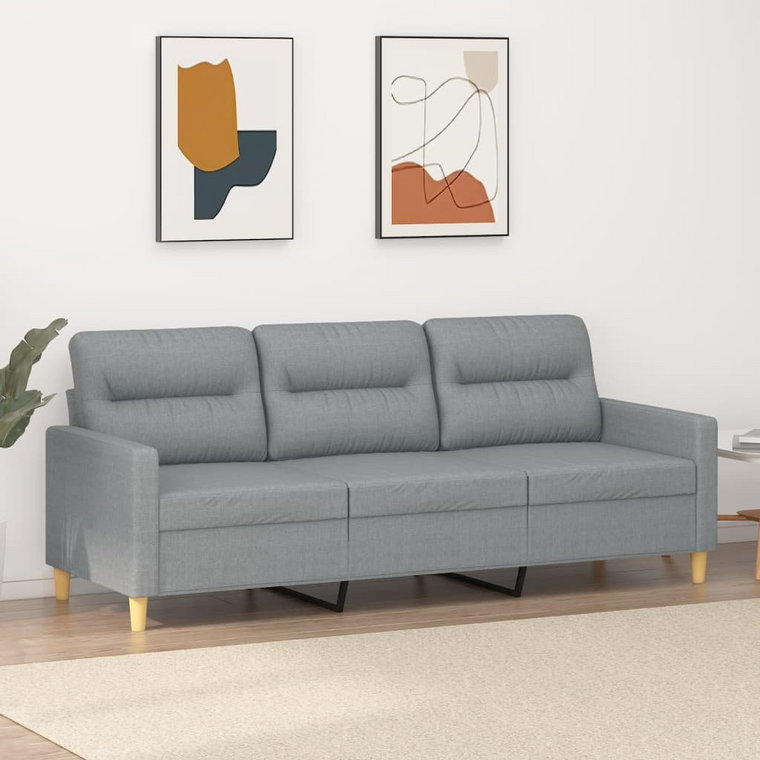 vidaXL Sofa 3-osobowa, jasnoszara, 180 cm, tapicerowana tkaniną