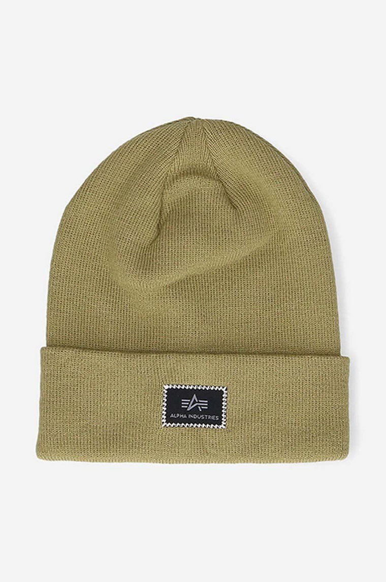 Alpha Industries czapka bawełniana X-Fit Beanie kolor zielony bawełniana 168905.14-ZIELONY