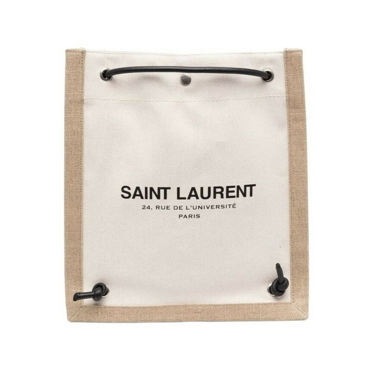 Stylowy biały plecak z kieszenią na zamek błyskawiczny Saint Laurent