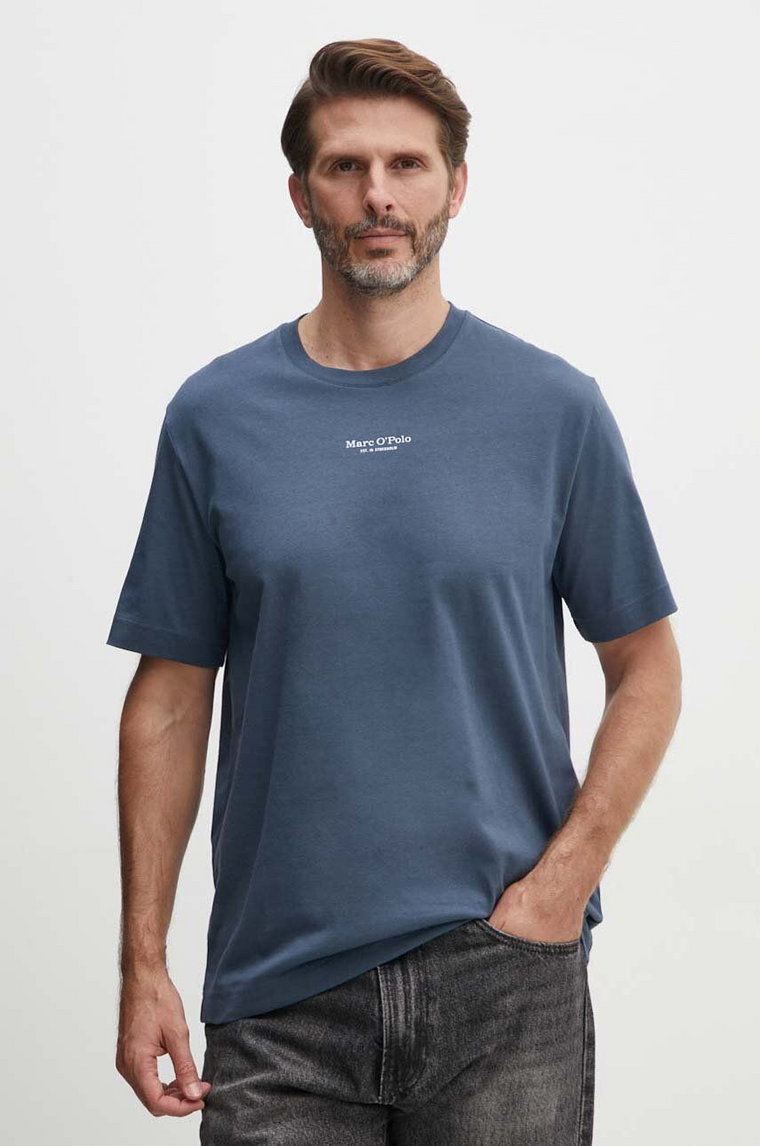 Marc O'Polo t-shirt bawełniany męski kolor niebieski z nadrukiem 426201251382
