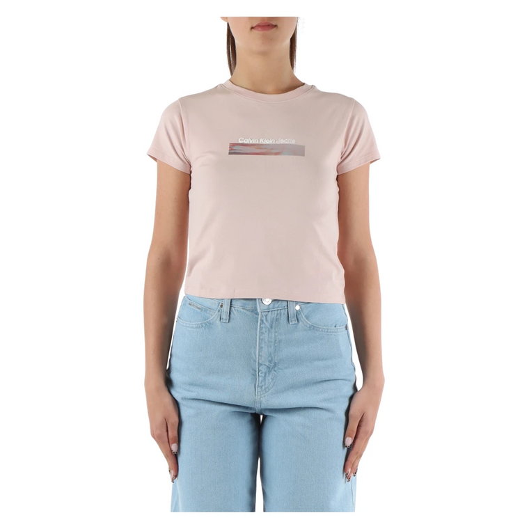 Koszulka z Logo z Bawełny Stretch Calvin Klein Jeans