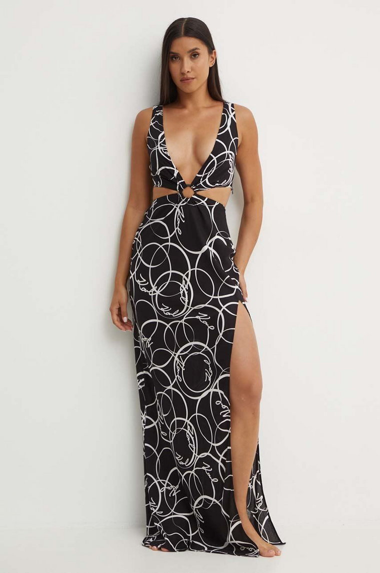 Karl Lagerfeld sukienka plażowa kolor czarny 245W2203
